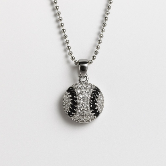 Anthropologie Jewelry - ⚜️ Black and Silver Baseball Pendant Necklace